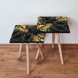 Hanah Home Juego de Mesas Nido Negro, Oro y Gris